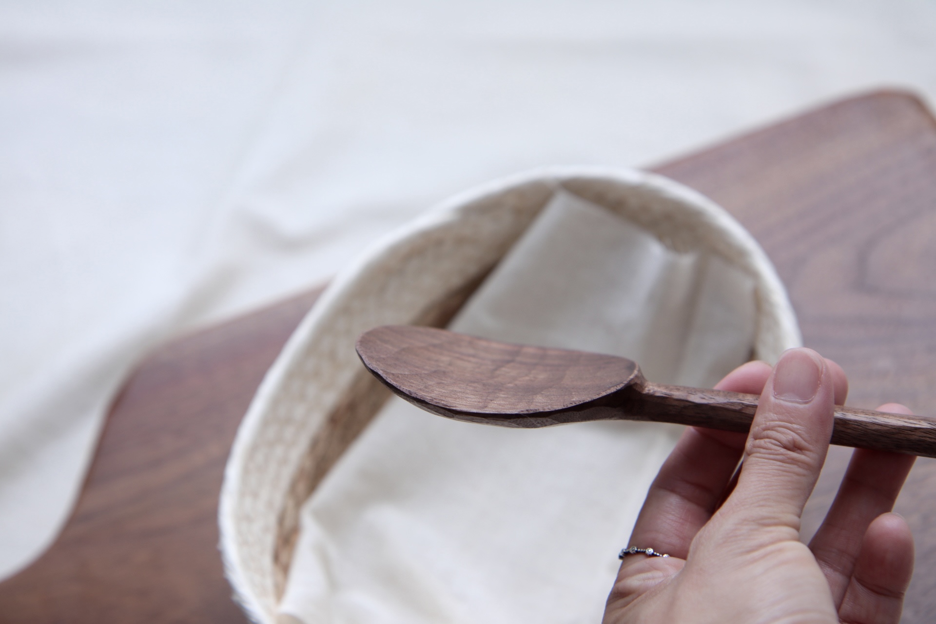 Walnut Round Rice Paddle - Image 3