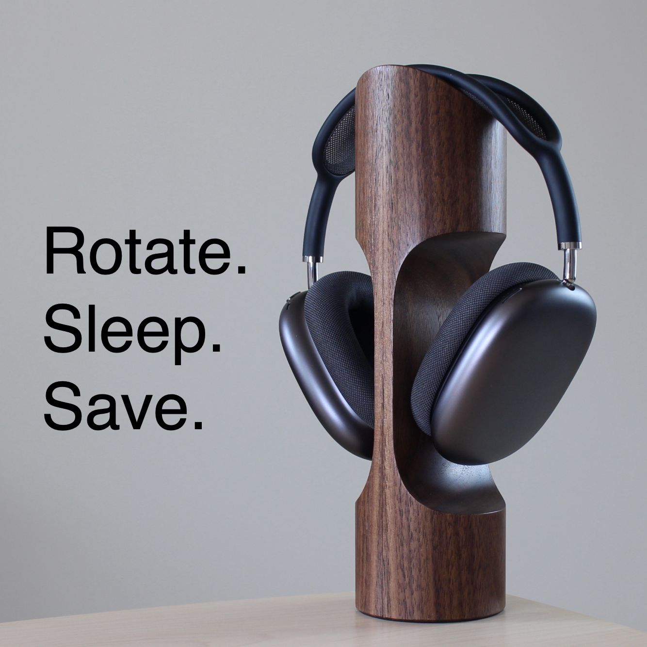 Handmade Wooden Stand for AirPods Max. Magnet Sleep Mode, Solid Hardwood - Image 1