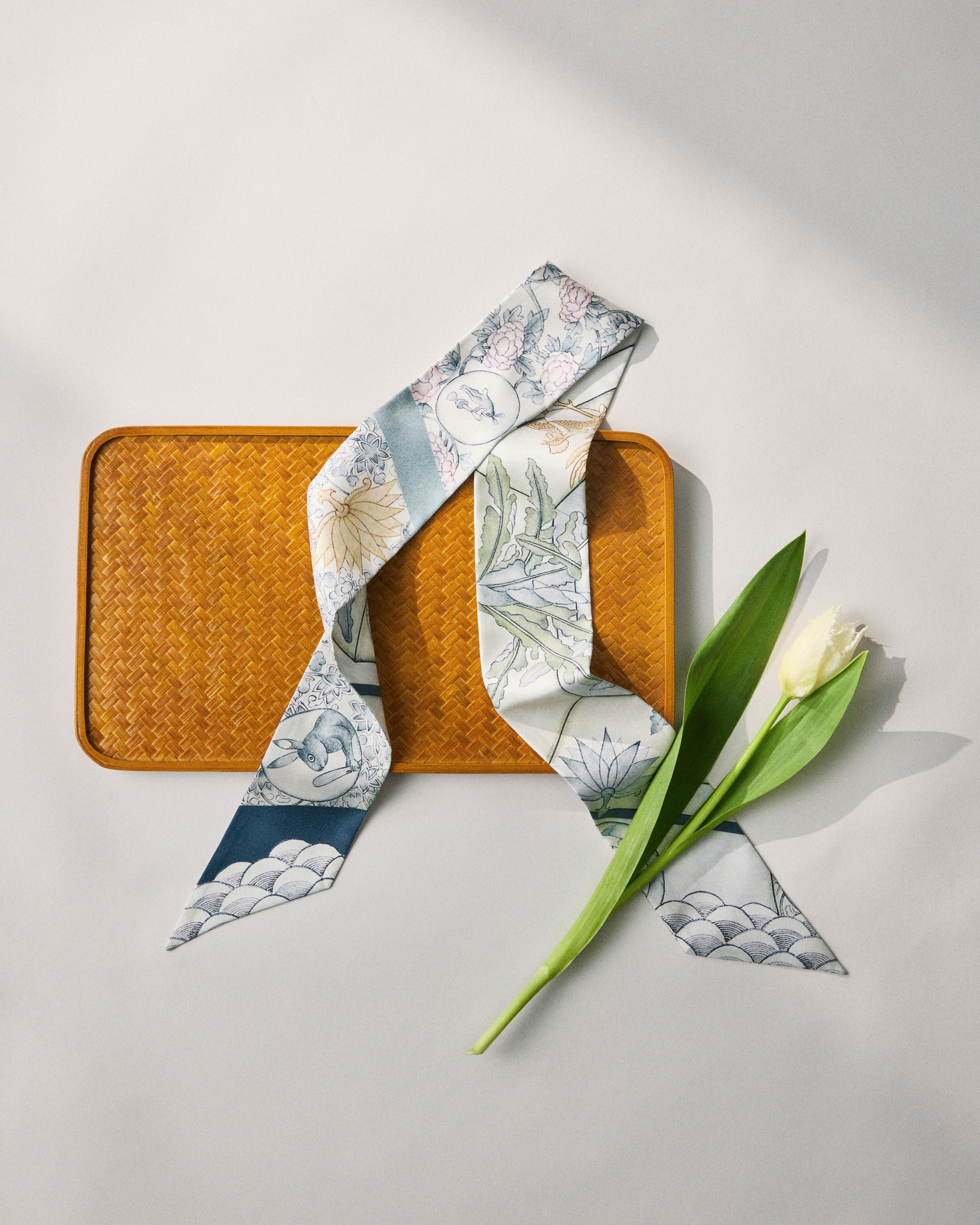 Happy Road  Premium Silk  Reversible Twilly - Image 3