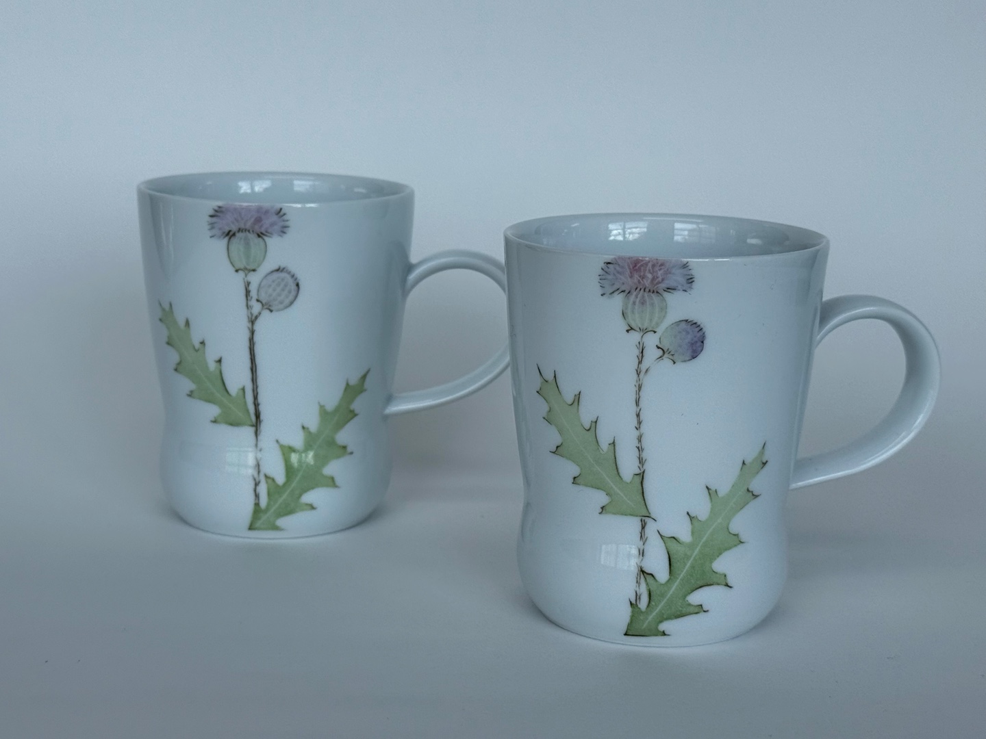 Morning Thistle - White Porcelain Cup