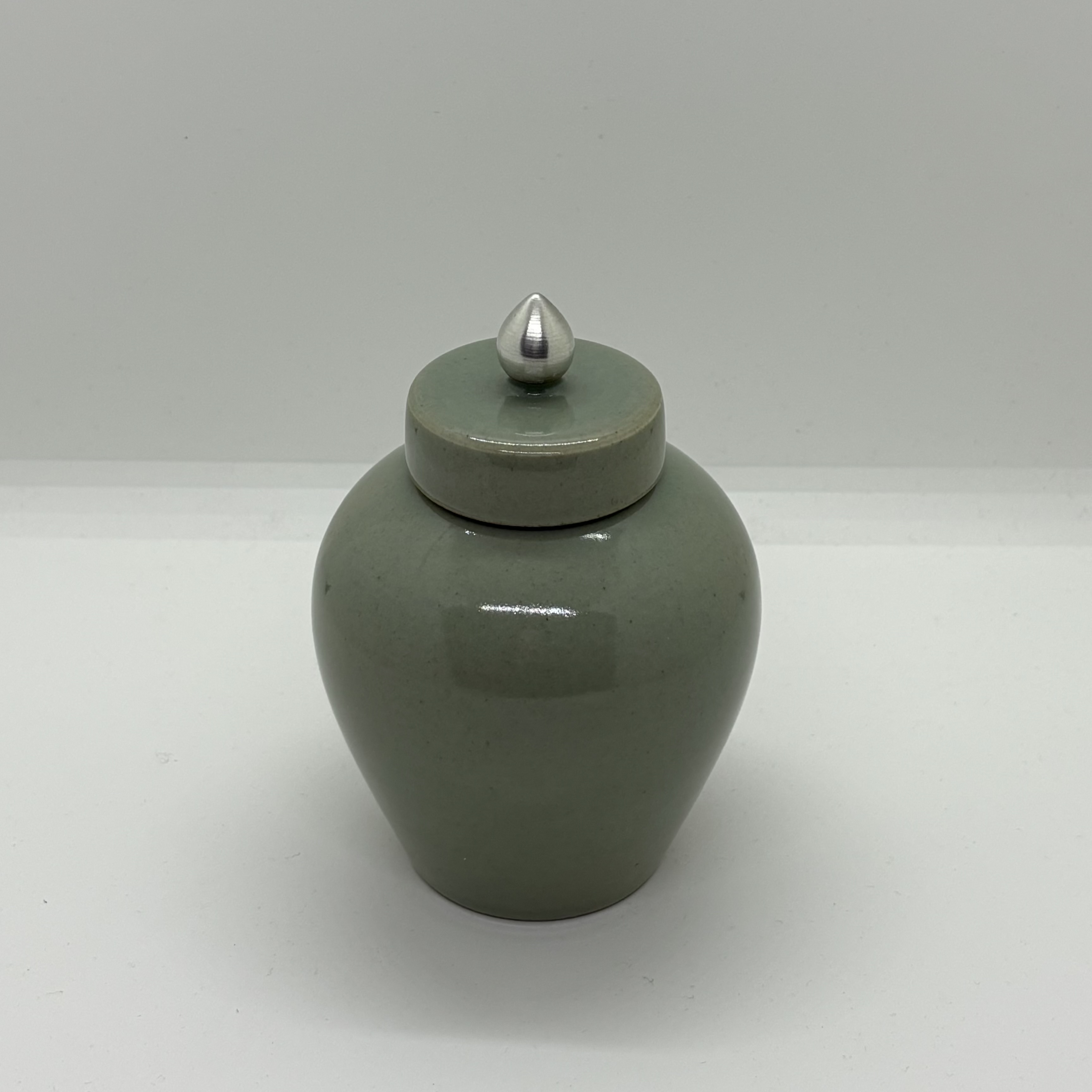 silver painted celadon  tea container