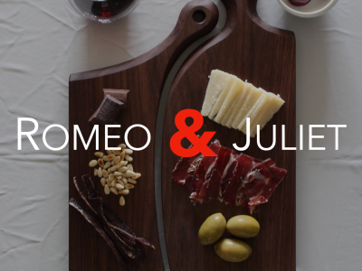Romeo & Juliet Wooden Cheese Board Set