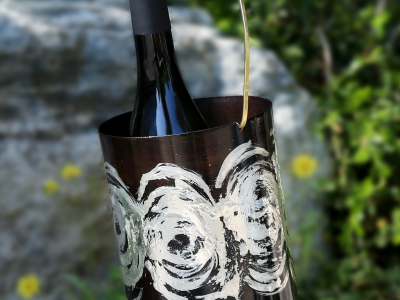 Black Wave Wine Bucket - Dot pattern