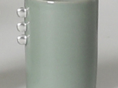 silver painted celadon cylindrical teacup (3dot)