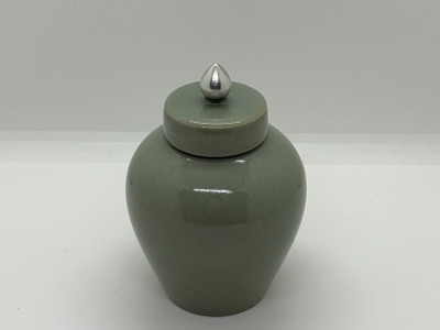 silver painted celadon  tea container